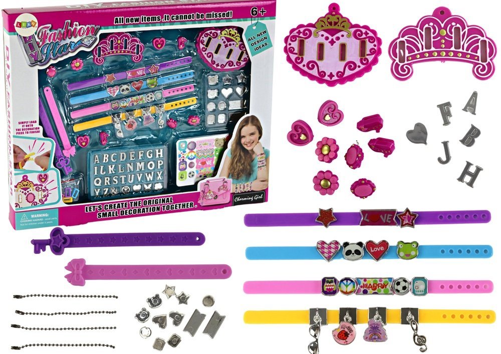 Zestaw do Biżuterii Bransoletek Literki DIY + 4 Paski i Zawieszki