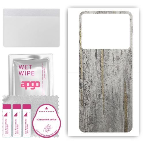 folia naklejka skórka strukturalna na TYŁ do Cubot Note 21 - Beton Złote Paski - apgo SKINS