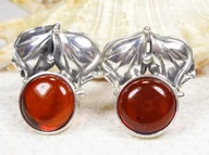 Spinki do mankietów i krawatów - 802-9 Spinki Srebro z Bursztynem -HAND MADE- - miniaturka - grafika 1