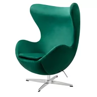 Fotele - King Home Fotel EGG CLASSIC VELVET zielony - welur, podstawa chromowana JH-026.GREEN.93 [11783707] - miniaturka - grafika 1