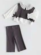 Body dla niemowląt - Reserved - Dzianinowa kamizelka z koszulą - ciemnoszary - miniaturka - grafika 1