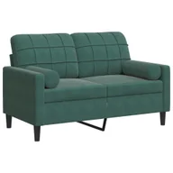 Sofy i kanapy - vidaXL 2-osobowa sofa z poduszkami, ciemnozielona, 120 cm, aksamit - miniaturka - grafika 1