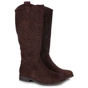 Kozaki damskie - Kozaki damskie ażurowe S.Barski HY61-8023 BROWN R.40 - miniaturka - grafika 1