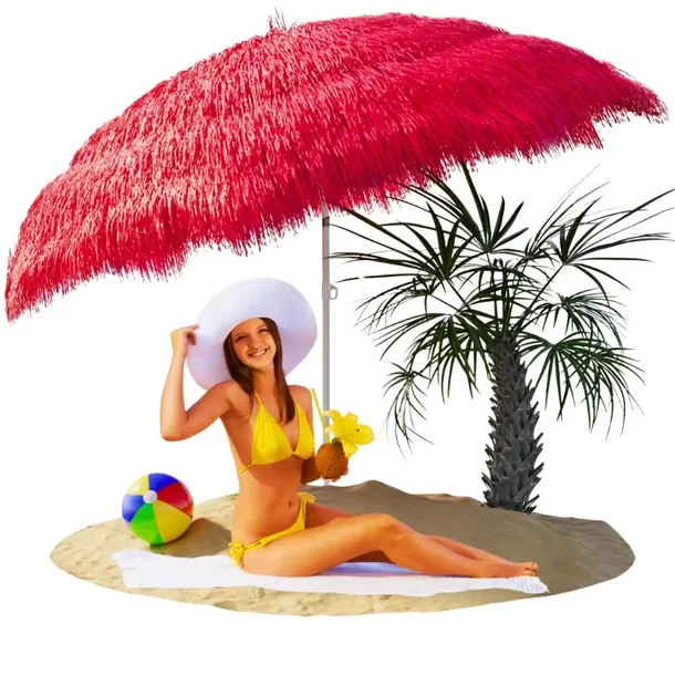 Parasol Plażowy Łamany Taras Plaża 150 Cm RÓŻOWY Duży Ogrodowy Hawajski