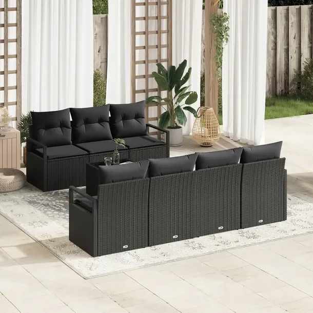 8-częściowy zestaw sofy ogrodowej, czarny, modułowy design