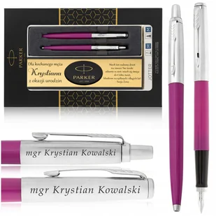ZESTAW PIORO I DLUGOPIS PARKER JOTTER RÓŻOWY Z GRAWEREM+DEDYKACJA GRATIS - Zestawy piśmiennicze - miniaturka - grafika 1