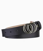 Paski - PUCCINI Skórzany pasek damski z elegancką klamrą czarny rozmiar m - Puccini - miniaturka - grafika 1