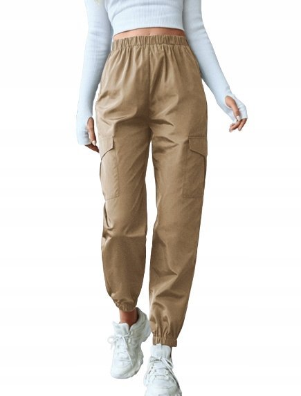 SHEIN BEŻOWE SPODNIE DAMSKIE BOJÓWKI BASIC 36 VBR