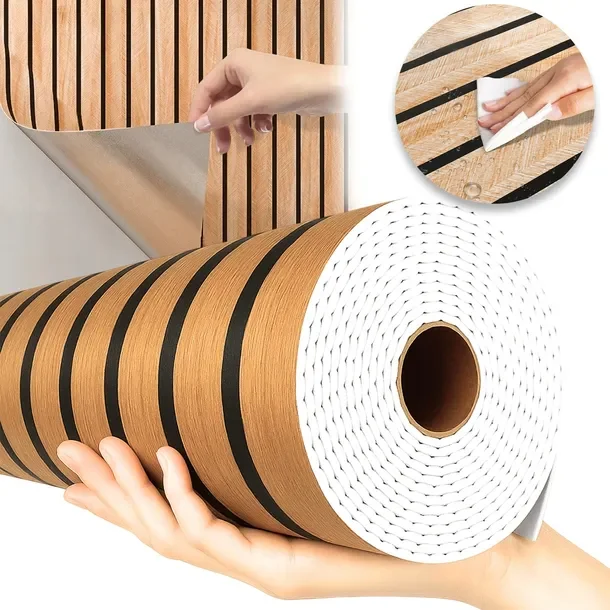 Samoprzylepna Tapeta Okleina Z Klejem Lamele Ścienna Z Matą 2,5mm 60cm X 3m