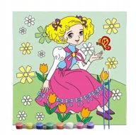 Zabawki kreatywne - OBRAZ OBRAZEK DO MALOWANIA DLA DZIECI 30X30 CM DZIEWCZYNKA ZESTAW Z FARBAMI - miniaturka - grafika 1