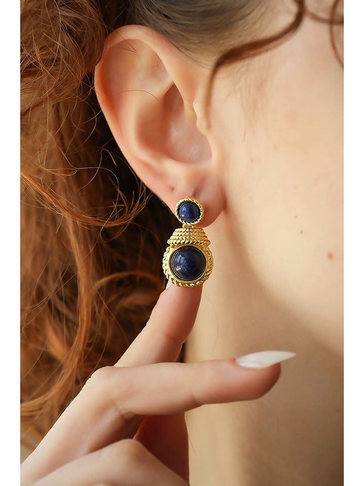L'Atelier de Gaia Pozłacane kolczyki z lapis lazuli