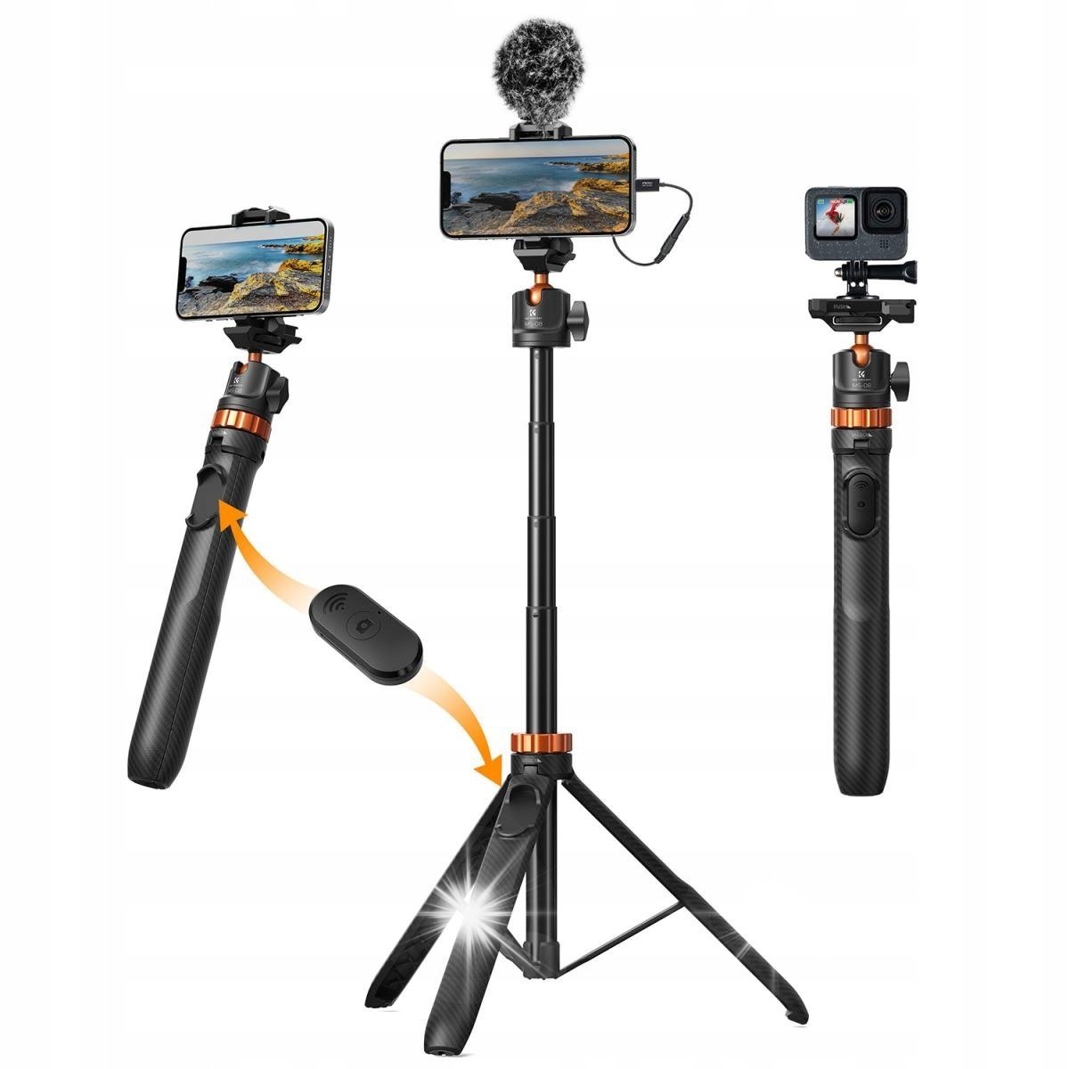 Statyw Tripod Kijek Selfie Stick Do Telefonu Kamery DJI GoPro + Pilot K&F