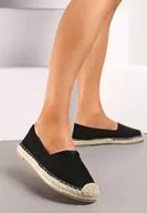Espadryle damskie - Czarne Espadryle na Płaskiej Jutowej Podeszwie Lenarssa - miniaturka - grafika 1