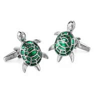 Spinki do mankietów i krawatów - SPINKI DO MANKIETÓW koszuli żółw żółwie zielone - miniaturka - grafika 1