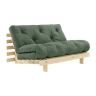 Sofy i kanapy - Sofa rozkładana z zielonym pokryciem Karup Design Roots Raw/Olive Green - miniaturka - grafika 1