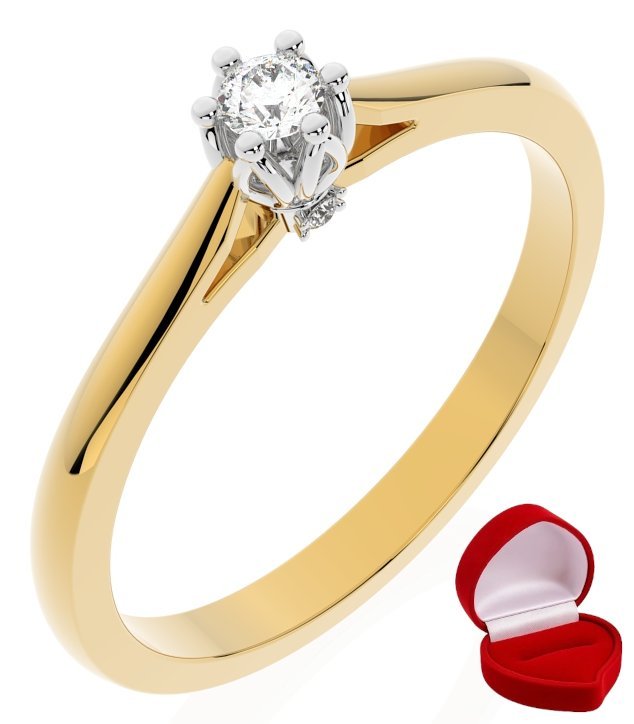 ZŁOTY PIERŚCIONEK ZARĘCZYNOWY 585 14k DIAMENT LAB BRYLANT 0,06 ct R22
