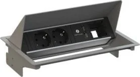 BACHMANN CONEO SET 2x gniazdo z uziemieniem, 1x ABD, 1x ładowarka USB, srebrny - Gniazdka elektryczne - miniaturka - grafika 1