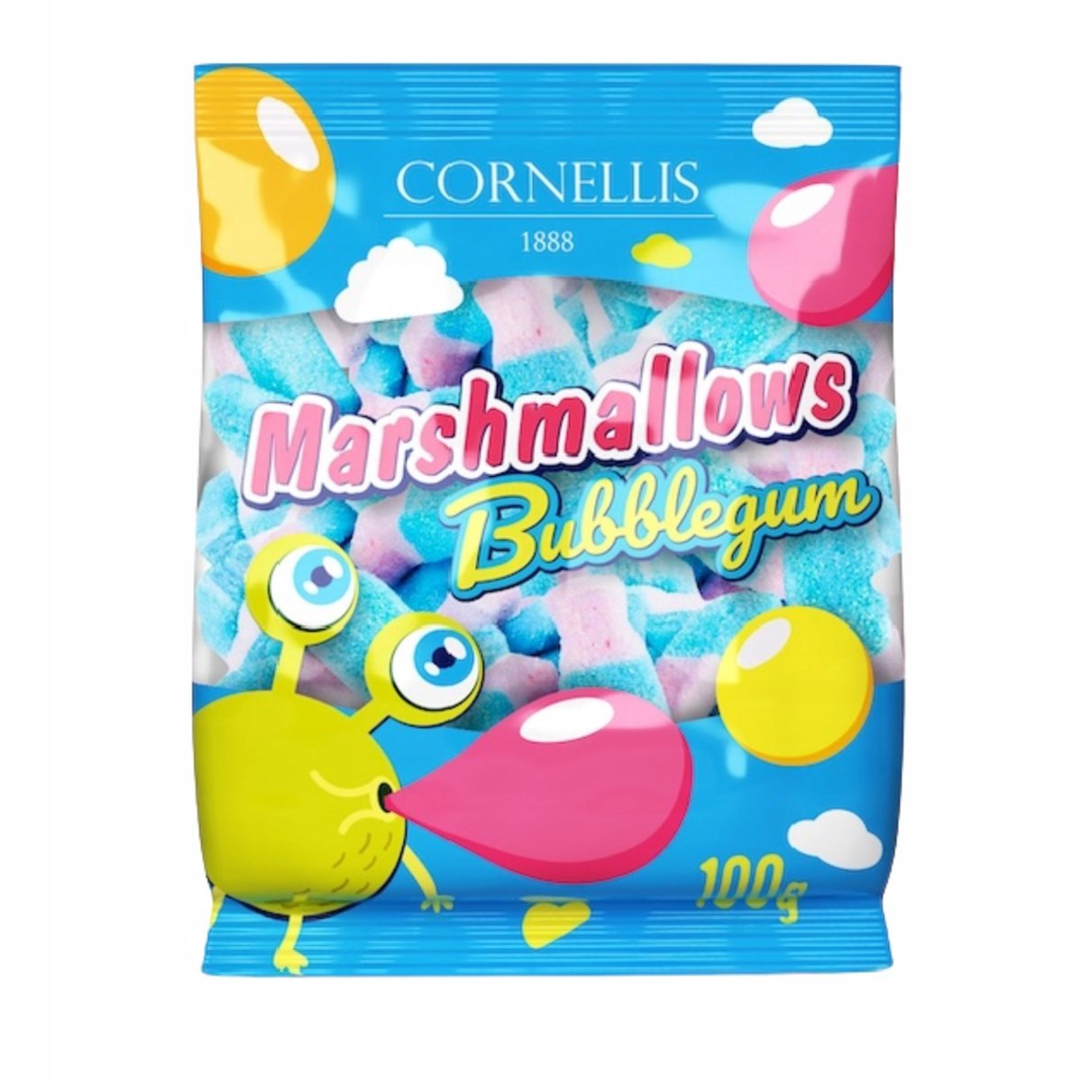 CORNELLIS Pianki o Smaku Gumy Balonowej Słodkie Puszyste Przysmaki 100g