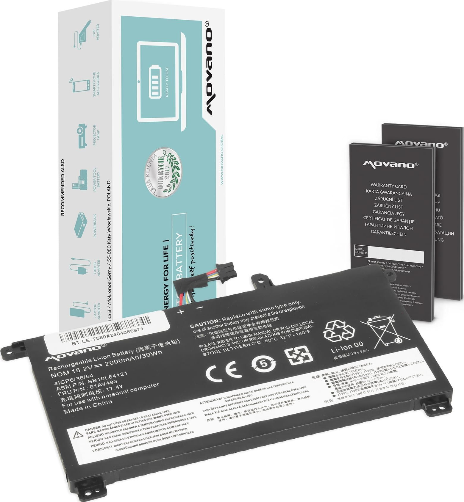 Bateria Movano Bateria Movano do Lenovo ThinkPad T570, T580, P51s, P52s - wewnętrzna