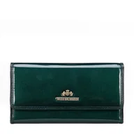 Portfele - Damski portfel ze skóry naturalnej lakierowanej zielony - miniaturka - grafika 1