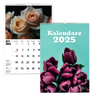 KALENDARZ ŚCIENNY 2025 A3 KWIATY TERMINARZ PREZENT UPOMINEK URODZINY - Kalendarze - miniaturka - grafika 1