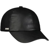Czapki i chusty sportowe męskie - Czapka Uni Faux Leather by Seeberger, czarny, One Size - miniaturka - grafika 1