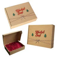 Zestawy upominkowe - Pudełko prezentowe na prezent Święta 250x200x70 choinki wypełnienie zielone - miniaturka - grafika 1