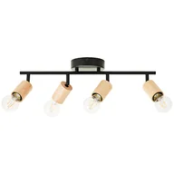 Oprawy, klosze i abażury - Listwa reflektorowa Lina czarna z drewnem 4 x E27 Inspire - miniaturka - grafika 1