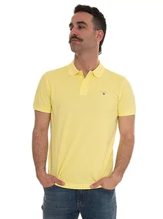 Koszulki męskie - GANT Oryginalna męska koszulka polo Pique SS Rugger, Clear Yellow, Standard, przezroczysty żółty, M - grafika 1