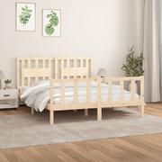 Łóżka - Rama łóżka z wezgłowiem, lite drewno sosnowe, 160x200 cm Lumarko! - miniaturka - grafika 1