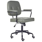 Fotele i krzesła biurowe - Krzesło biurowe regulowane ekoskóra zielone PAWNEE - miniaturka - grafika 1