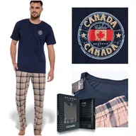 Piżamy damskie - CORNETTE Pi��ama M��ska CANADA 136/166 Bawe��niana Be��owa Krata Rozmiar M - miniaturka - grafika 1
