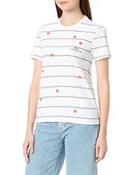 Koszulki i topy damskie - ONLY Women's ONLBONE REG S/S Heart TOP Box JRS T-Shirt, Bright White/Stripes:Black + Print Cherie, XL - miniaturka - grafika 1