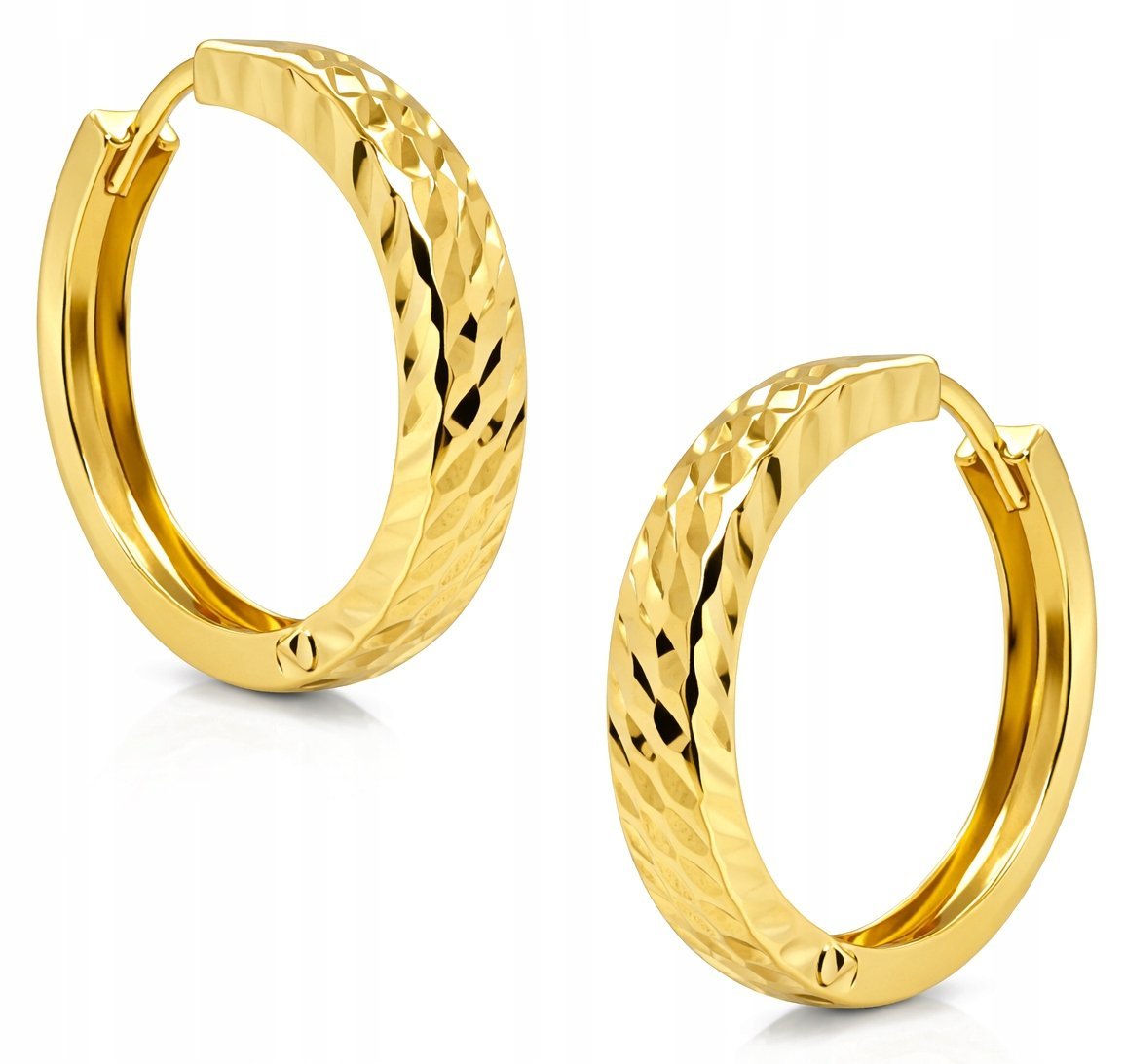 ZŁOTE KOLCZYKI DIAMENTOWANE KÓŁKA KÓŁECZKA 2W1 18 MM 14KT 585