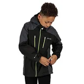 Kurtki i płaszcze dla chłopców - Regatta Unisex dzieci junior kalderdale' siatka z podszewką wodoodporna oddychająca kurtka z kapturem kurtki wodoodporne muszelki Czarny/szary uszczelniający 4XL - miniaturka - grafika 1