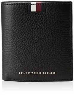 Portfele - Tommy Hilfiger Męskie TH PREM LEA potrójnie składane portfele, czarne, OS, Czarny - grafika 1