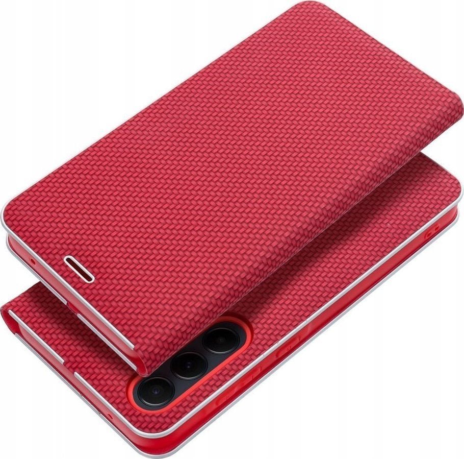 OEM Kabura LUNA Book Carbon do SAMSUNG A12 / M12 czerwony