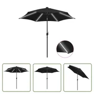 Parasole ogrodowe - The Living Store Parasol ogrodowy z LED i aluminiowym słupkiem - 300 cm - czarny - Parasol Ogrodowy - miniaturka - grafika 1