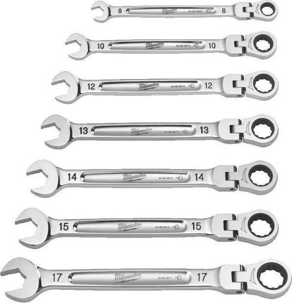 Milwaukee MILWAUKEE WRENCH SET FLUSH-EYE. 7 pcs. MAXBITE WITH MOVING RATCHET INCHES