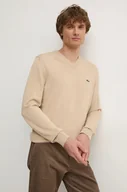 Swetry męskie - Lacoste sweter męski kolor beżowy - miniaturka - grafika 1