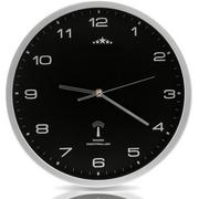 Zegary - Zegar ścienny sterowany radiowo Czarny/Srebrny Ø31cm - miniaturka - grafika 1