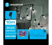 Lampy ogrodowe - Aigostar - LED Solarny łańcuch bożonarodzeniowy 20xLED/8 funkcji 11,5m IP65 zimna biel - miniaturka - grafika 1