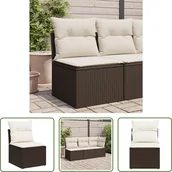 Sofy ogrodowe - The Living Store Sofa ogrodowa bez podłokietników z poduszkami z brązowego polirattanu - miniaturka - grafika 1