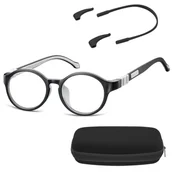 Okulary korekcyjne, oprawki, szkła - Elastyczne dziecięce oprawki okularowe zerówki okrągłe + gumka Sunoptic K8C czarne - miniaturka - grafika 1