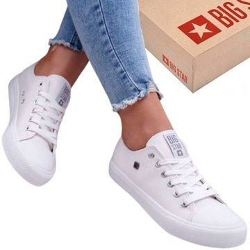 Buty Damskie Big Star Trampki Tenisówki Sportowe Na Co Dzień Skórzane