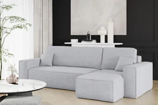 Sofa w kształcie L BEST narożnik tkanina Poso jasnoszary prawy - Narożniki - miniaturka - grafika 1