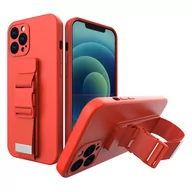 Etui i futerały do telefonów - Hurtel Rope case żelowe etui ze smyczą łańcuszkiem torebka smycz iPhone 12 Pro czerwony - miniaturka - grafika 1