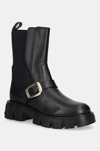 Love Moschino sztyblety skórzane damskie kolor czarny na platformie JA24105G1NIA0000 - Botki damskie - miniaturka - grafika 1