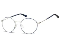Okulary korekcyjne, oprawki, szkła - Lenonki okrągłe Okulary oprawki optyczne 919D srebrno-niebieskie - miniaturka - grafika 1
