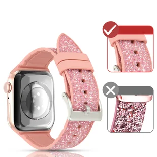 Kingxbar Crystal Fabric Band pasek bransoletka do Watch 6 / SE / 5 / 4 / 3 / 2 (40mm / 38mm) silikonowy pasek kryształowa opaska różowy - Etui i futerały do telefonów - miniaturka - grafika 5